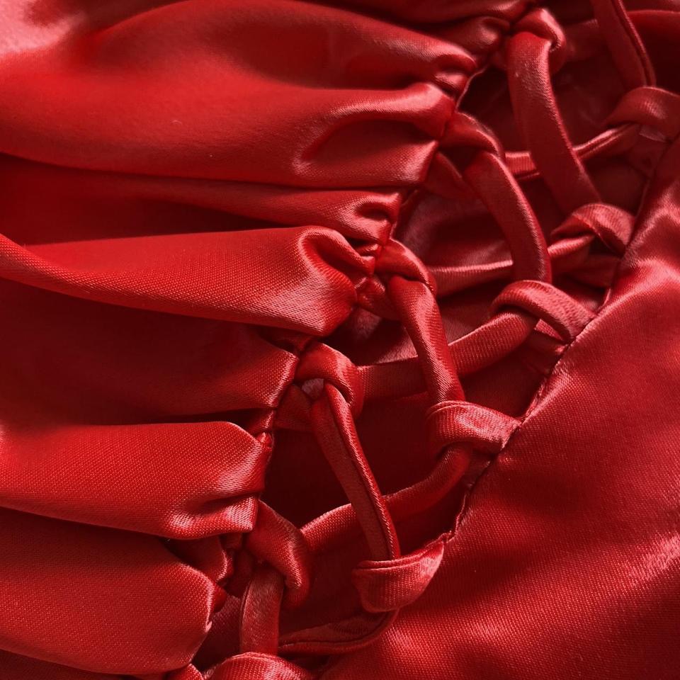 Silky red YVE evening dress UK S