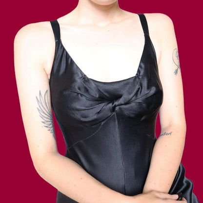 Black 100% silk evening dress UK 10