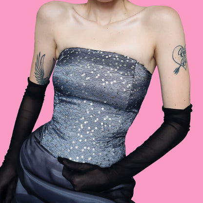 Silver 2 piece skirt & top set UK 12