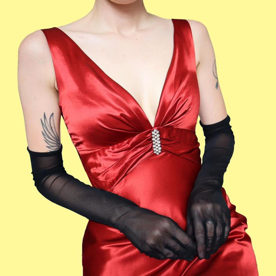 Silky red evening dress UK 8