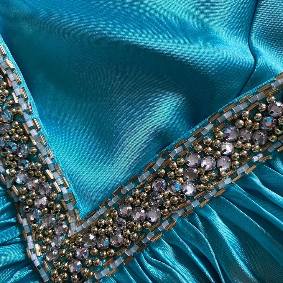 Sapphire satin evening dress UK 12