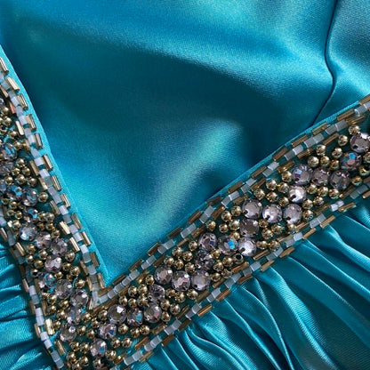 Sapphire satin evening dress UK 12