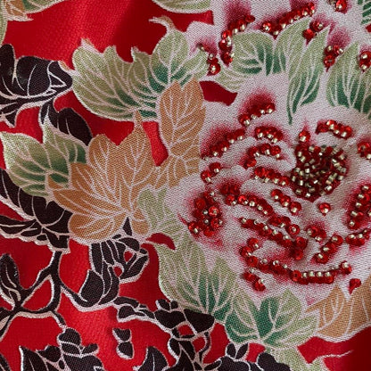 Red floral slip midi dress UK 12