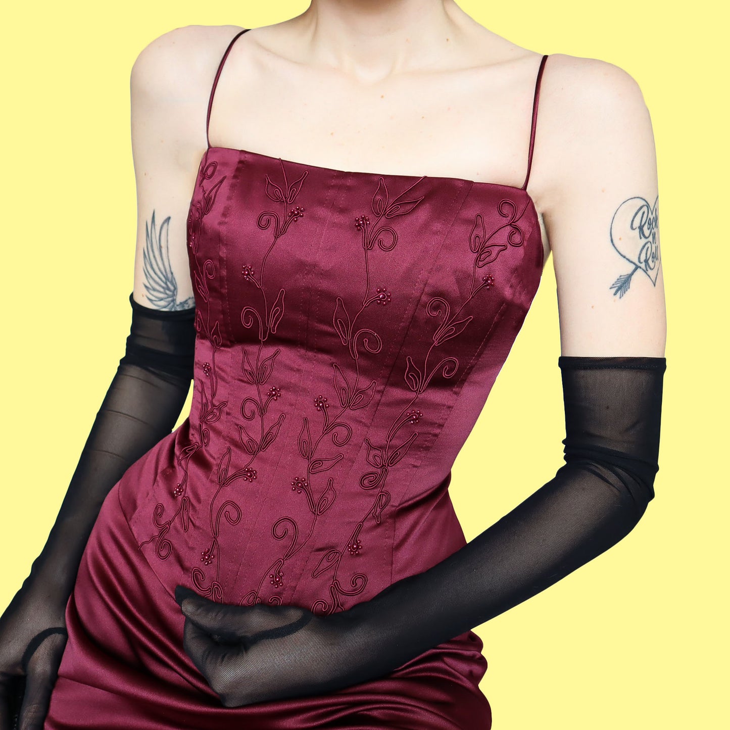 Burgundy lace up evening dress UK 12