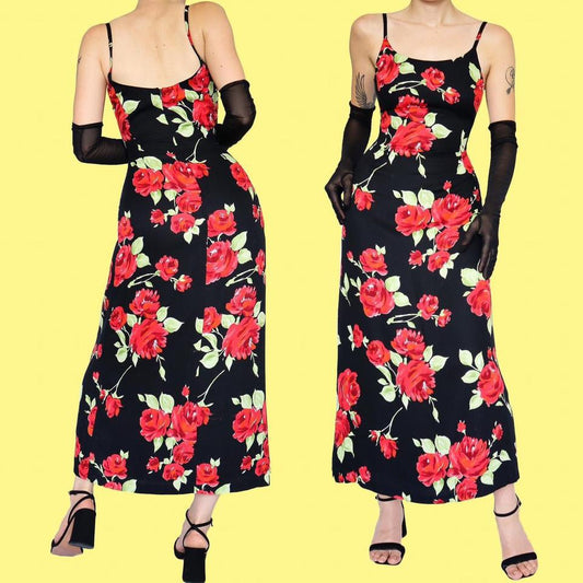 Black & red floral Laura Ashley dress UK 14