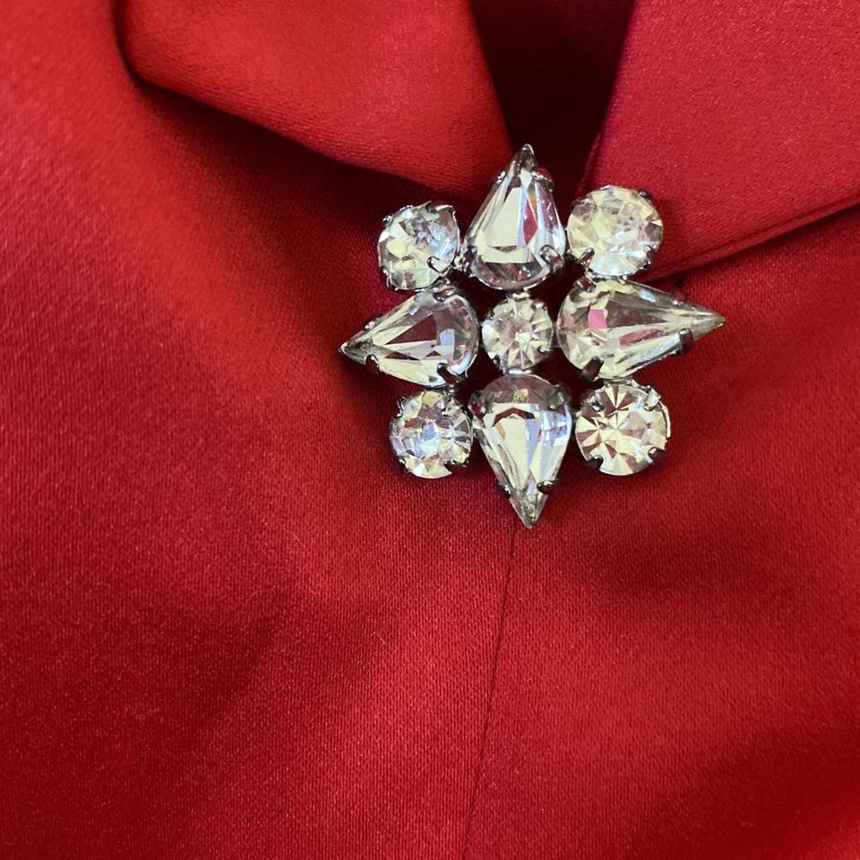 Red strapless a-line evening dress UK 12