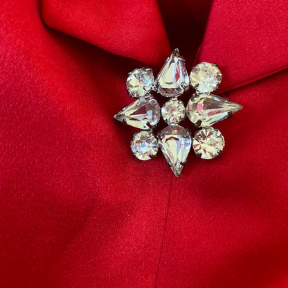 Red strapless a-line evening dress UK 12