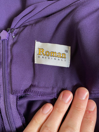 Purple chiffon slip evening dress UK 14 & UK 18