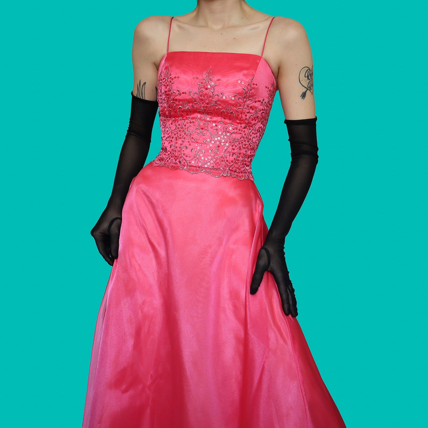 Pink Dave & Johnny organza 2 piece top & skirt set UK 8