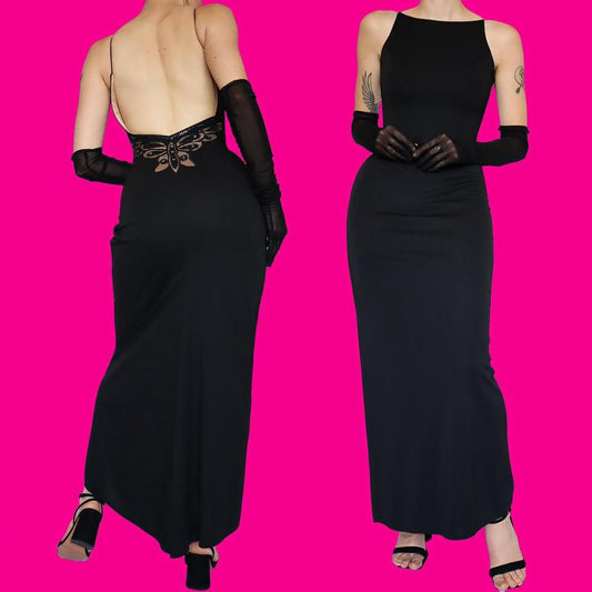 Black low back evening dress UK 10