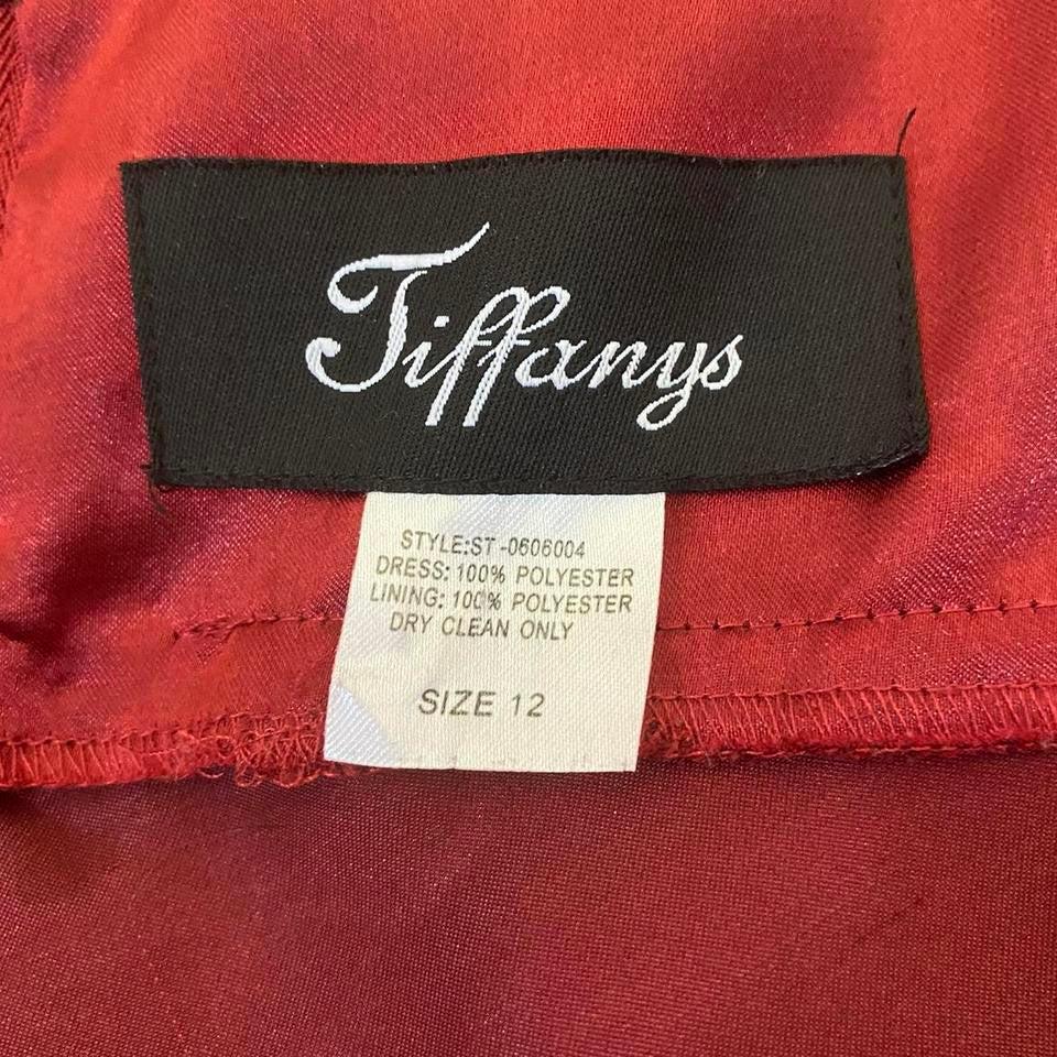 Red chiffon midi dress with shawl UK 12