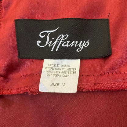 Red chiffon midi dress with shawl UK 12