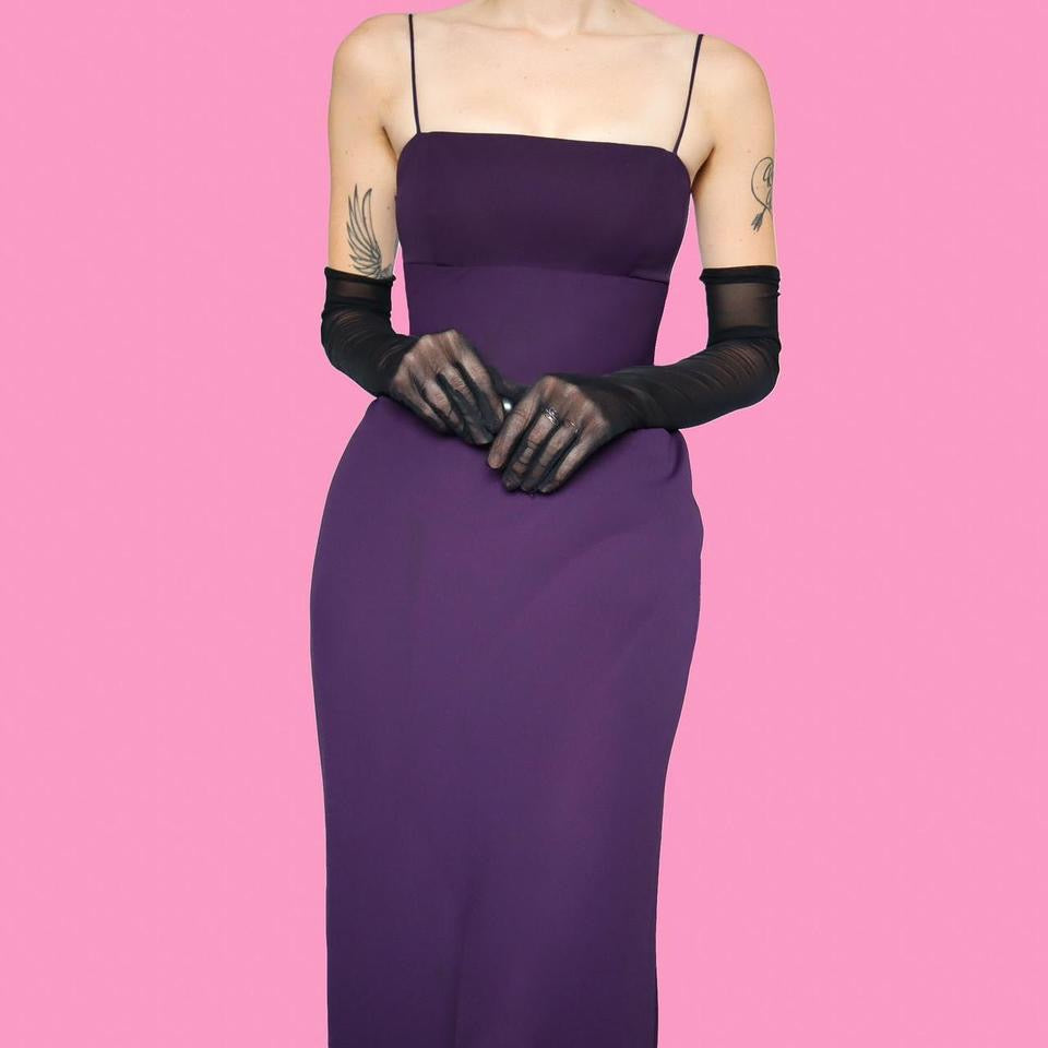 Purple open back evening dress UK 10