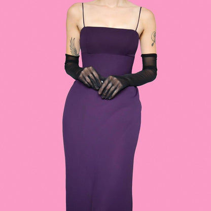 Purple open back evening dress UK 10