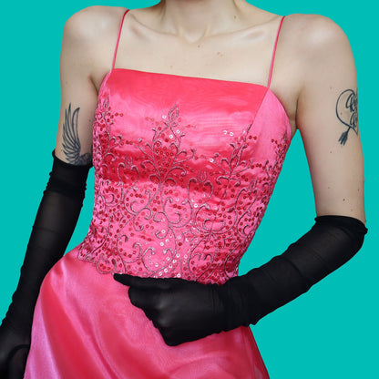 Pink Dave & Johnny organza 2 piece top & skirt set UK 8