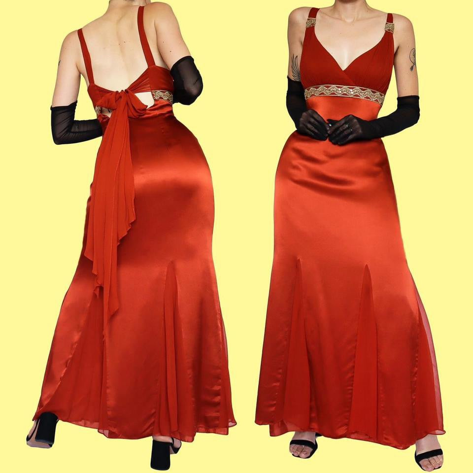 Burnt orange evening dress UK 14