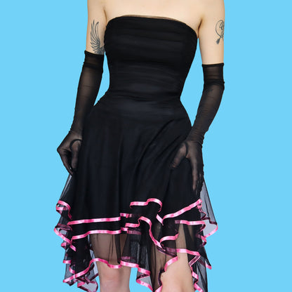 Super cute black strapless midi dress UK S