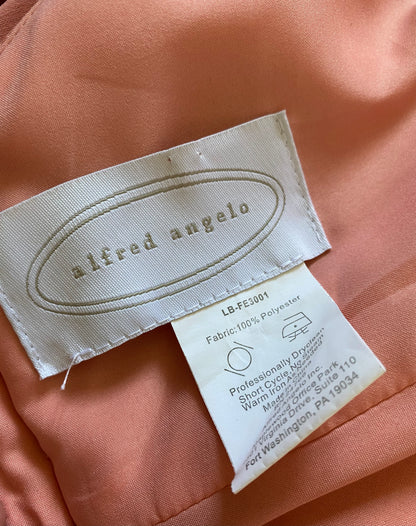 Peach evening dress with trail UK 8