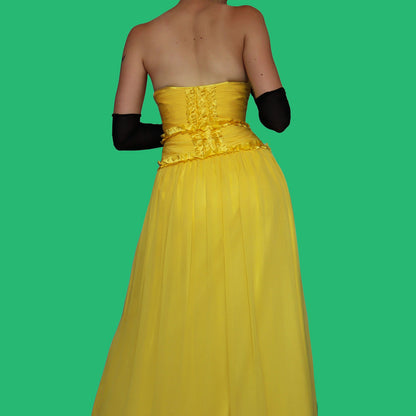 Strapless yellow evening dress UK 10-12