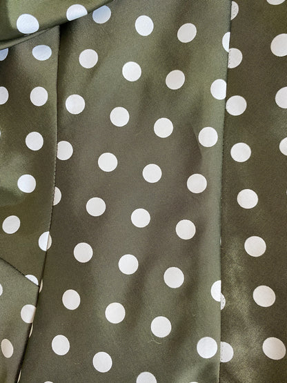 Green polka dot a line midi dress UK 12