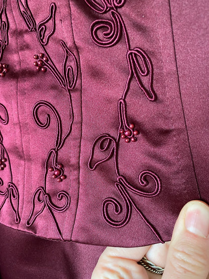 Burgundy lace up evening dress UK 12