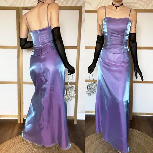 Hilary Morgan purple iridescent evening dress UK 12