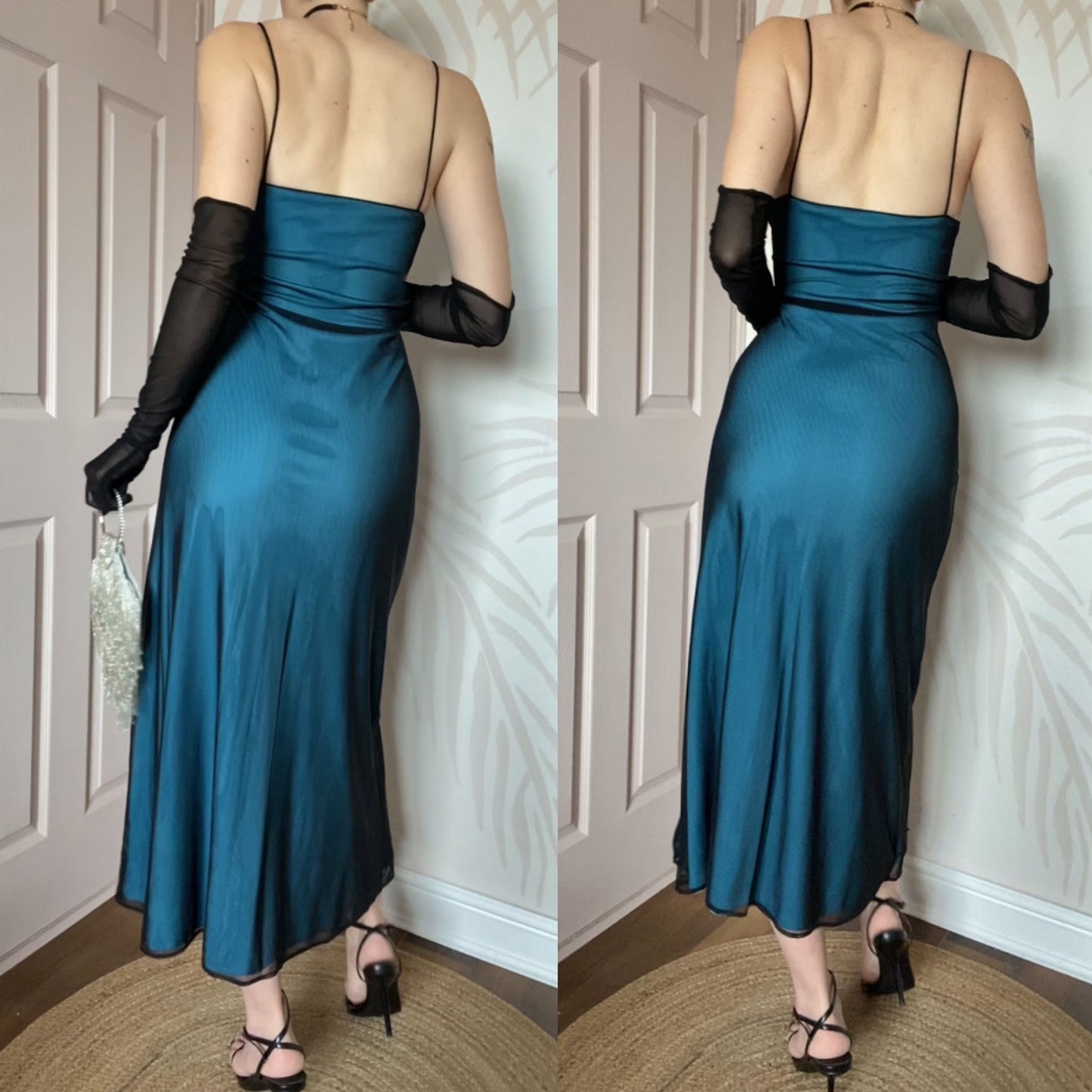 Kaleidoscope blue stretch beaded evening dress UK 14