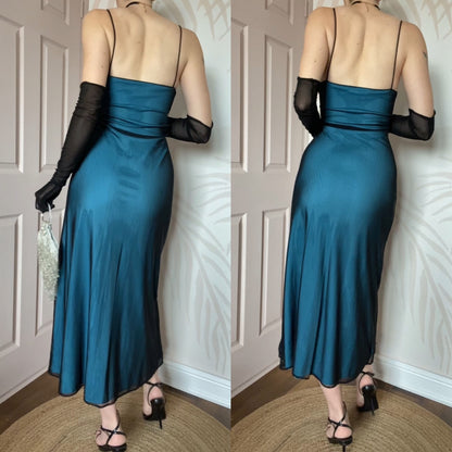 Kaleidoscope blue stretch beaded evening dress UK 14