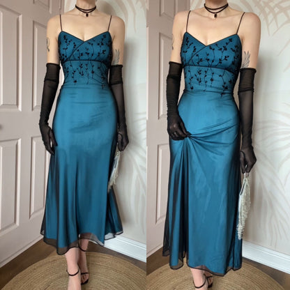 Kaleidoscope blue stretch beaded evening dress UK 14