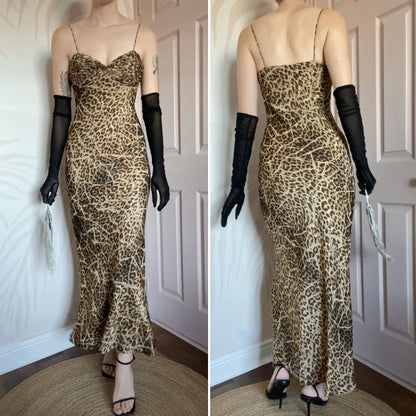 Dusk leopard print evening dress UK 10