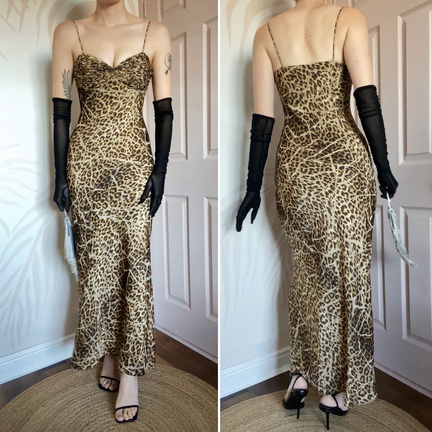 Dusk leopard print evening dress UK 10