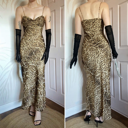 Dusk leopard print evening dress UK 10