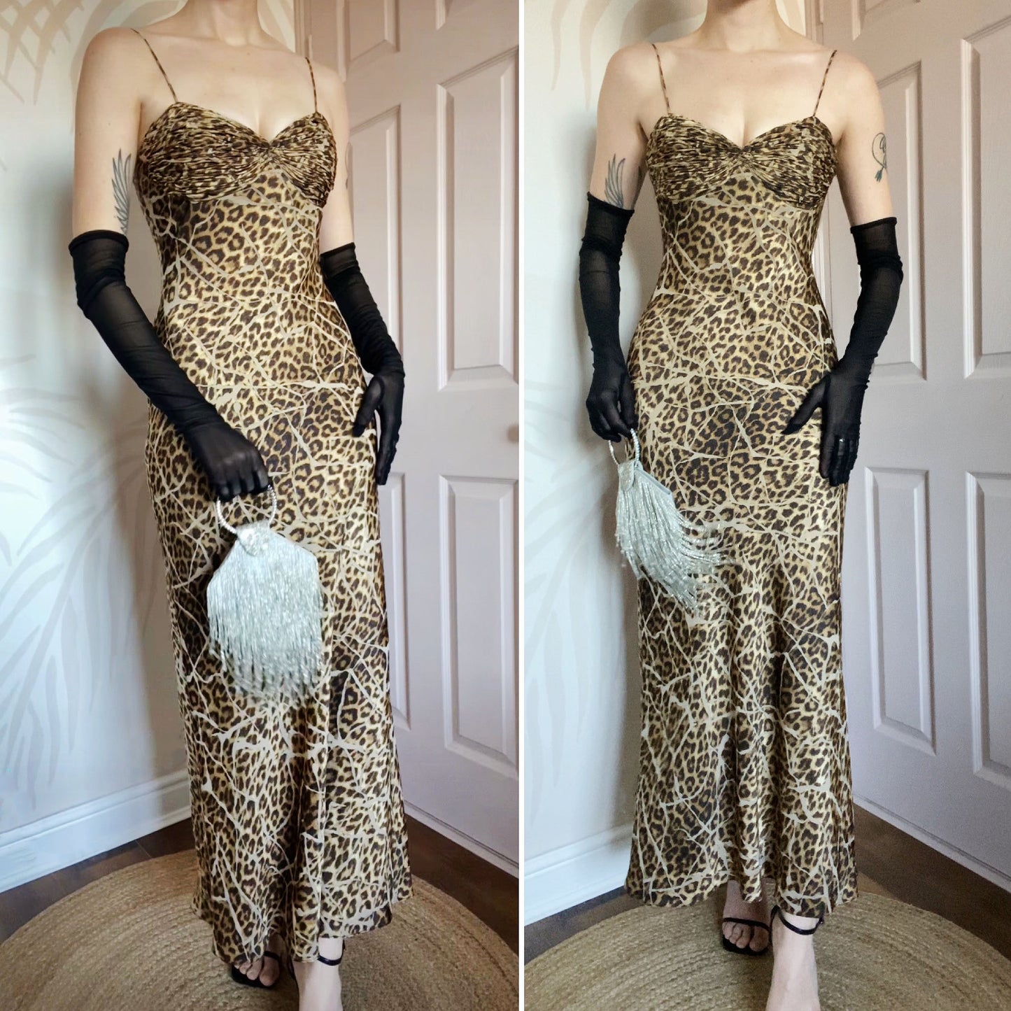 Dusk leopard print evening dress UK 10