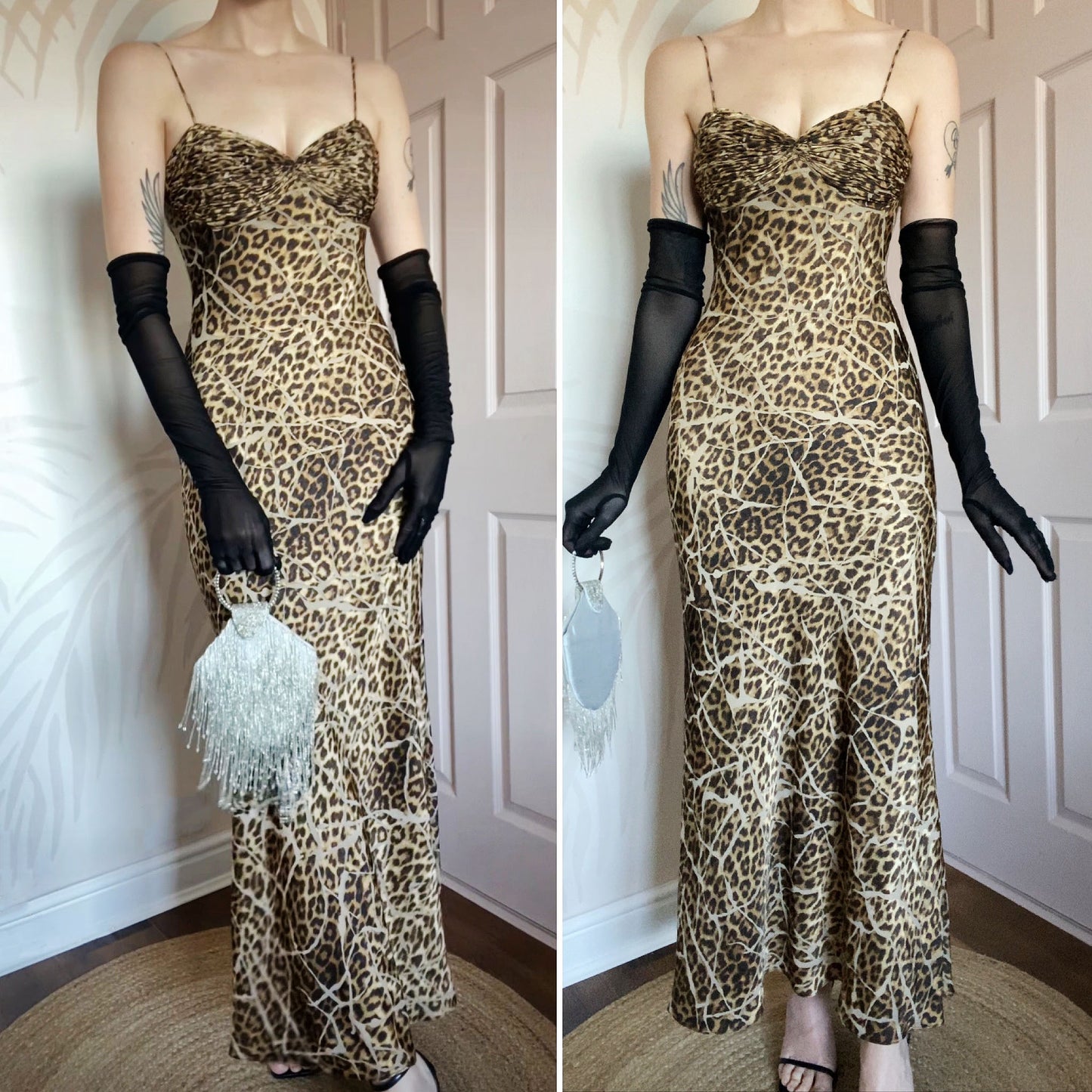 Dusk leopard print evening dress UK 10