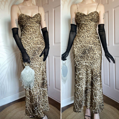 Dusk leopard print evening dress UK 10