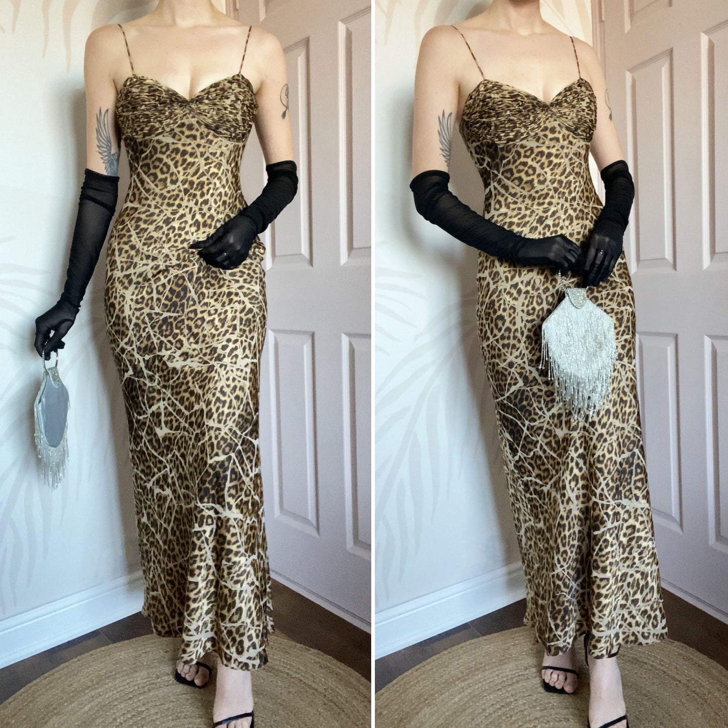 Dusk leopard print evening dress UK 10