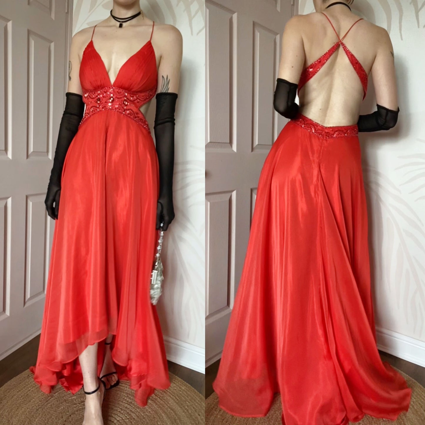 Orange Dave & Johnny open back gown UK 10