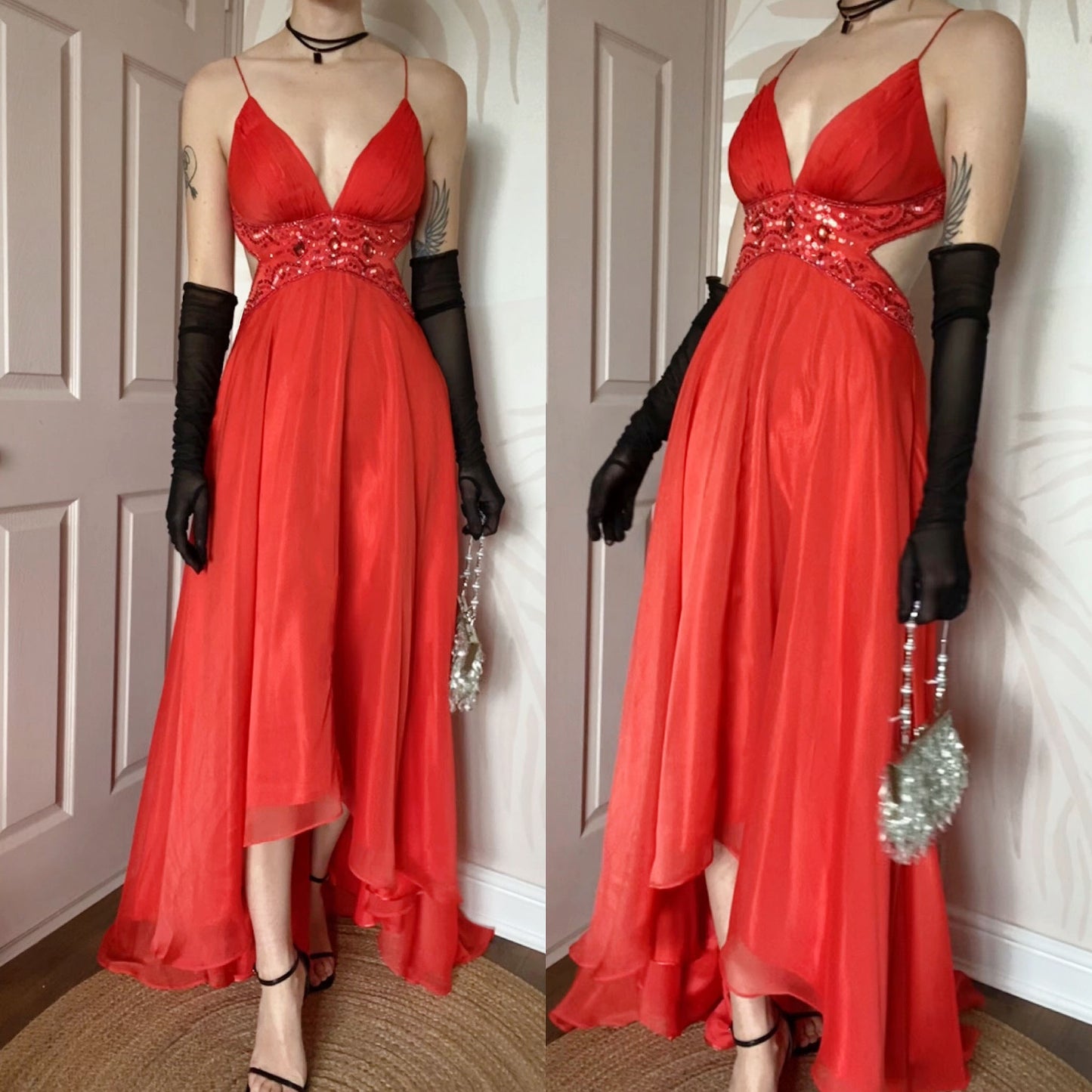 Orange Dave & Johnny open back gown UK 10