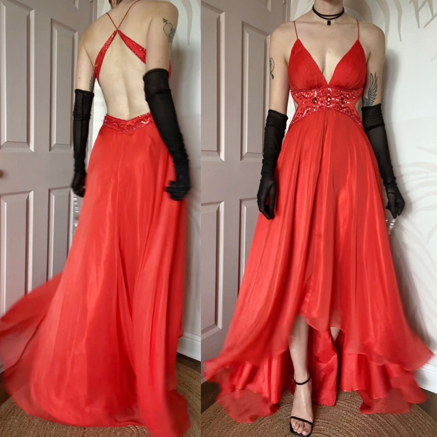 Orange Dave & Johnny open back gown UK 10