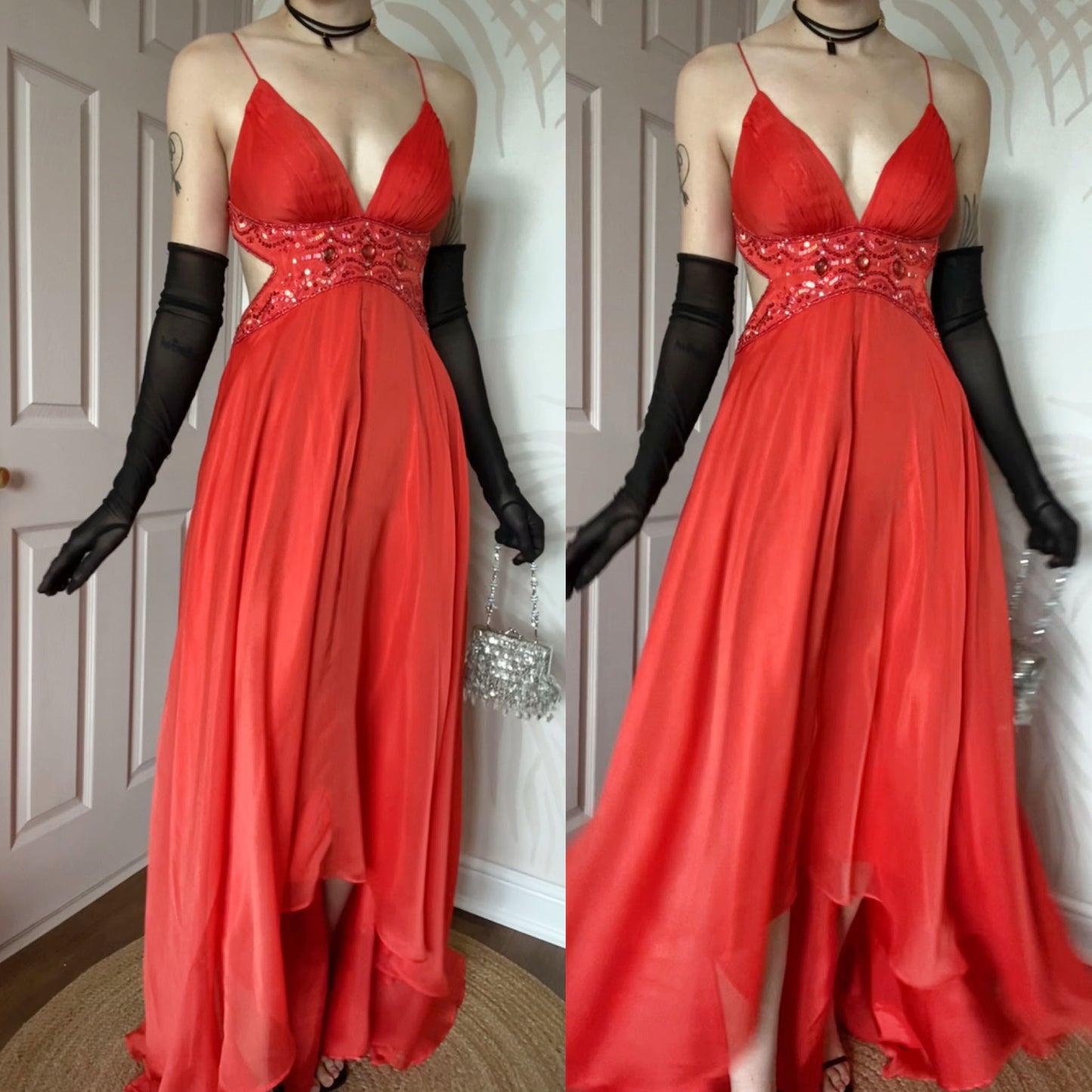 Orange Dave & Johnny open back gown UK 10