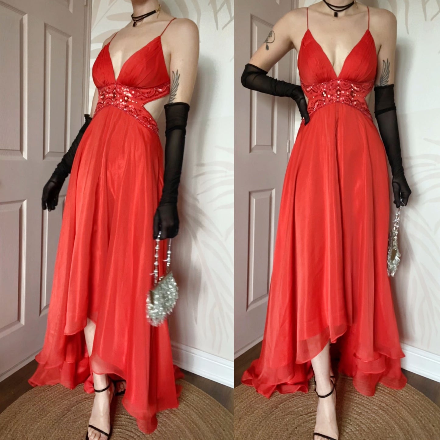 Orange Dave & Johnny open back gown UK 10