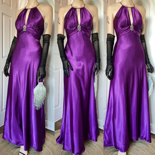 Niki Livas purple satin evening dress UK 8, 10 & 12 available