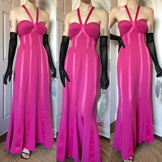 Pink Frank Usher panelled evening dress UK 12