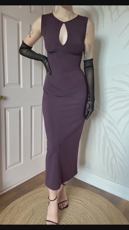 Nick Coleman purple stretch bodycon dress UK 10-12