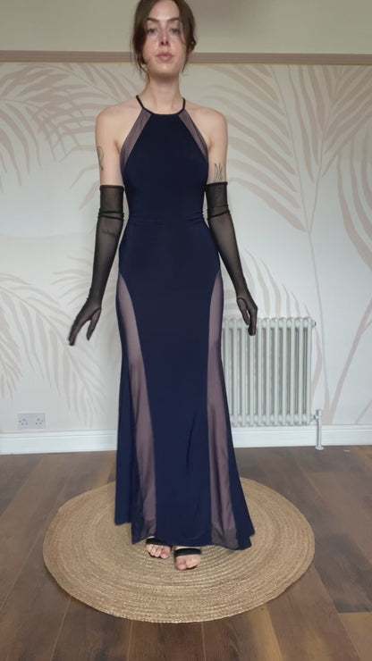 Navy Morgan & Co stretch evening dress UK 10