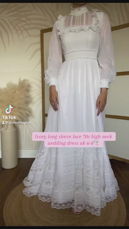 Vintage  Berkertex Bride 70s wedding dress uk 6-8