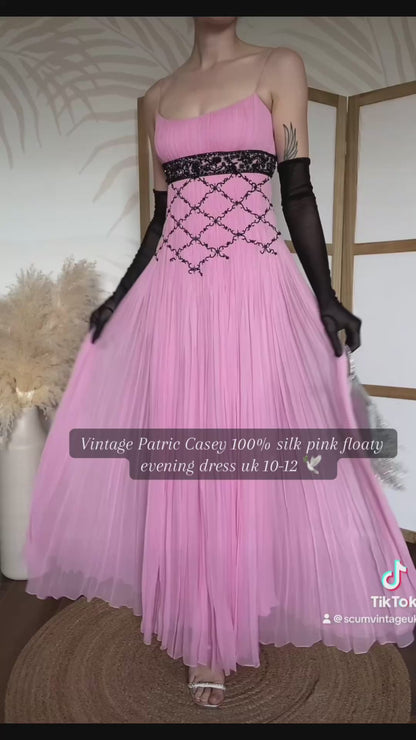 Patric Casey pink 100% silk evening dress uk 10-12