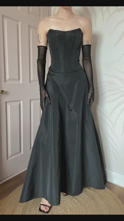 Black John Charles 2 piece corset & skirt set UK 6/8