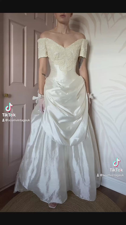 Dante Ronald Joyce off shoulder ivory wedding dress UK 10