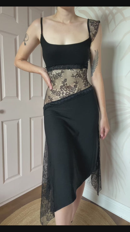 Nick Coleman black lace evening dress UK 8